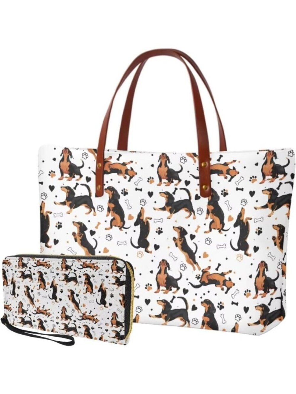 Stylish Large Shoulder Satchel Tote & Wallet Set for Work, Travel & Parties